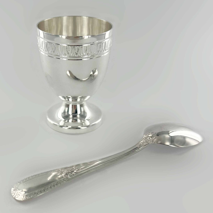 Empire egg cup and its egg spoon