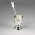 Filet-Ancien egg cup and its egg spoon - Egg cups with egg spoons in silver metal